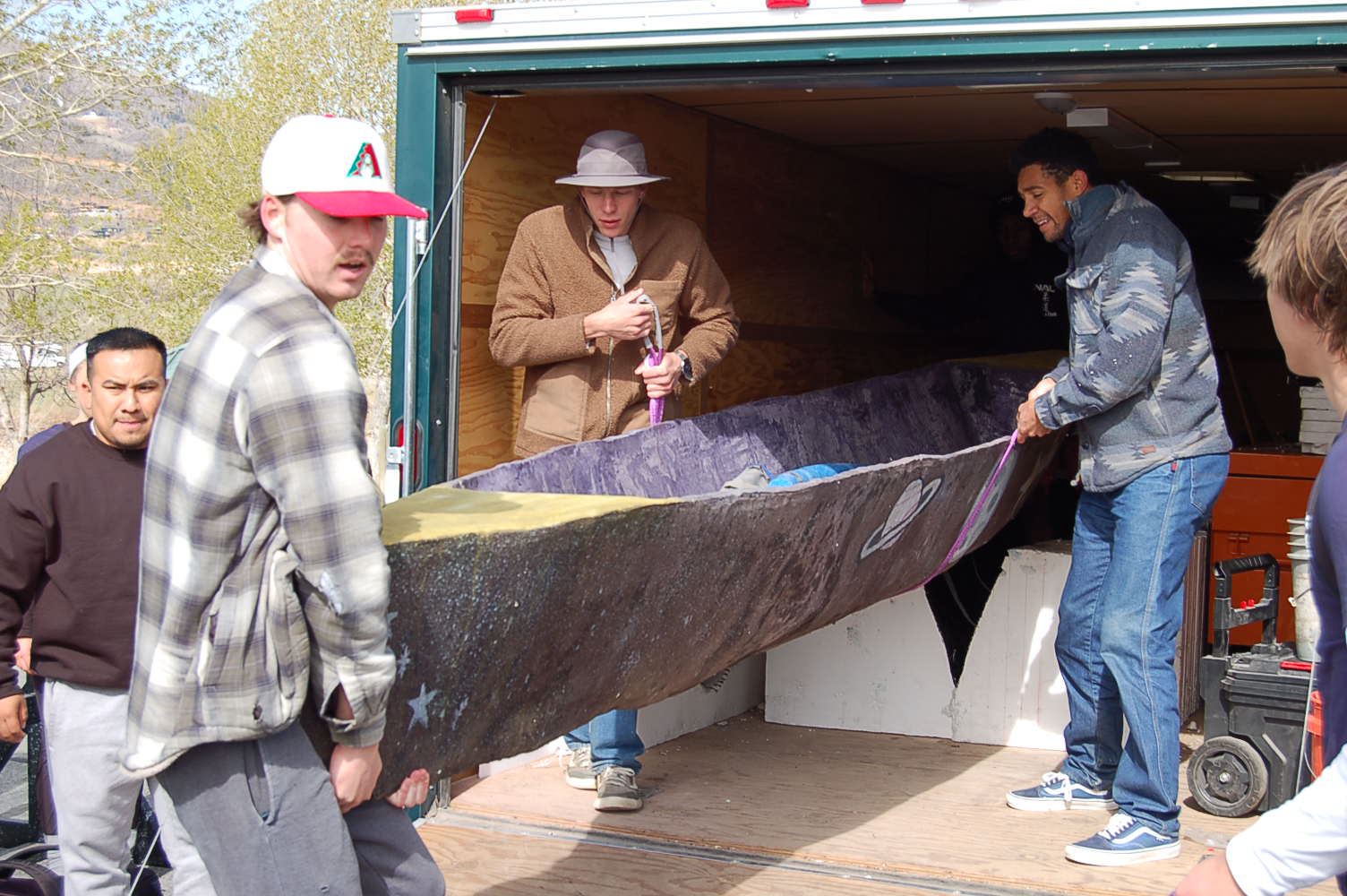Unloading canoe