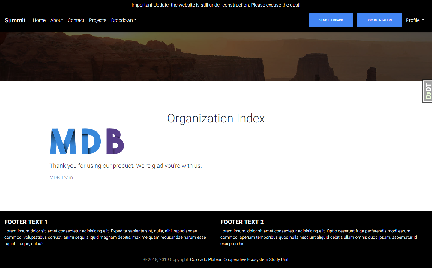 Partner user documentation index page