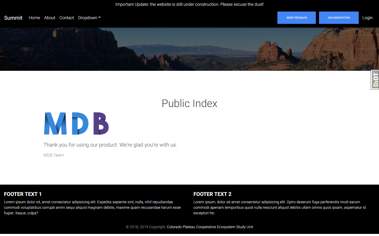 Public user documentation index page