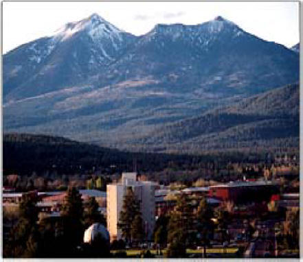 photo image of NAU campus showing San Francisco Peaks