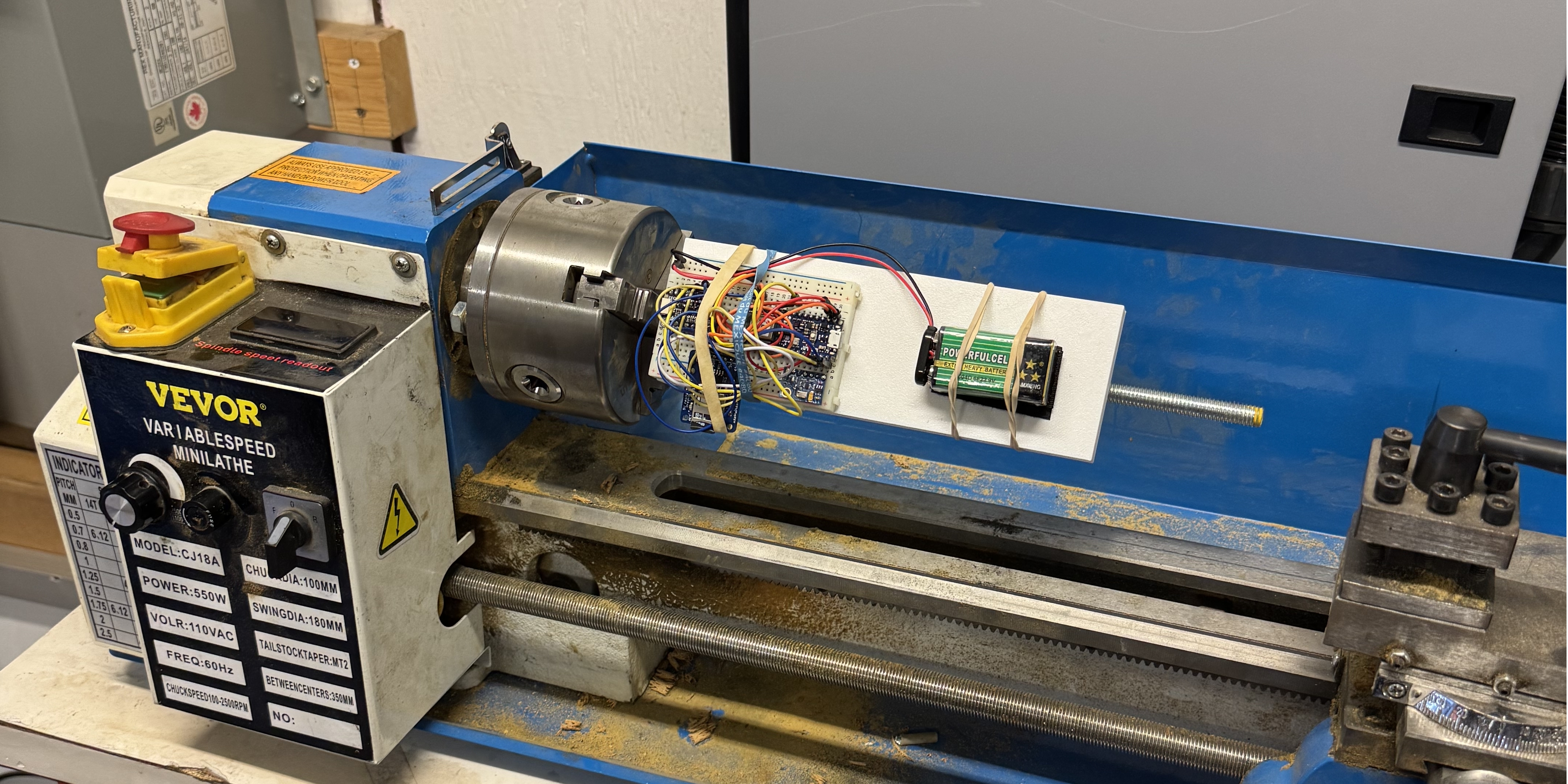 IMU testing on lathe