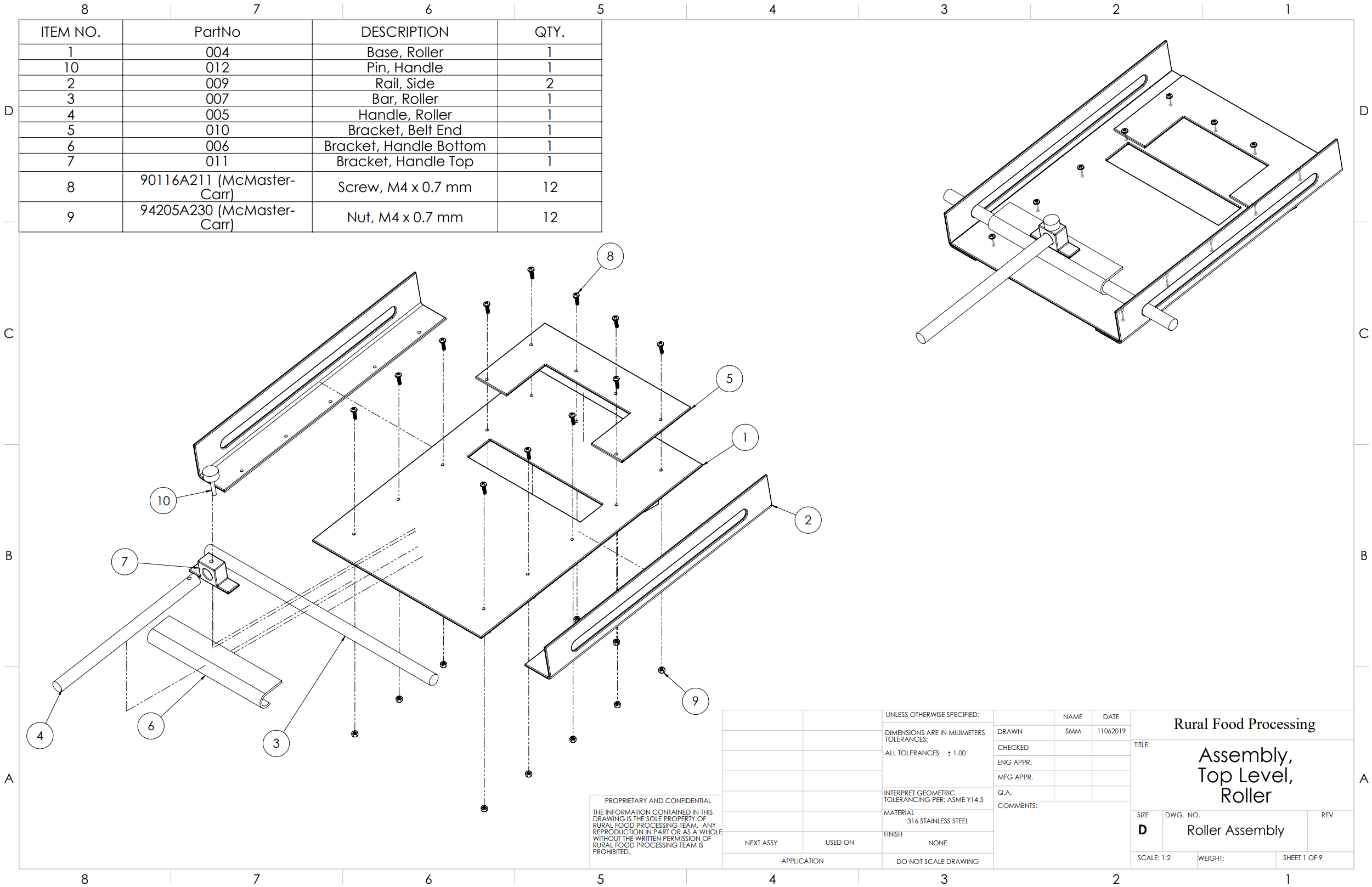 CAD Roller Assembly