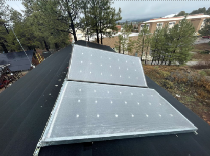 Final installed solar air heater panels on roof